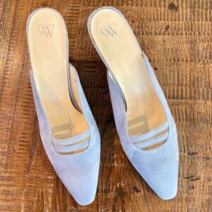 Pale Blue Suede Mules NIB